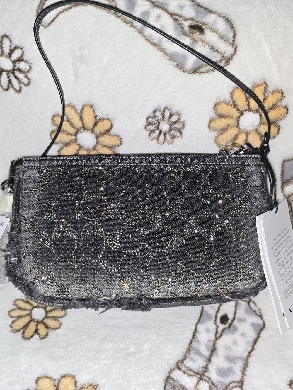 Coach PLAZA BAG 25 IN REGENERATIVE COTTON DENIM WITH LOVED CRYSTAL Signature NWT